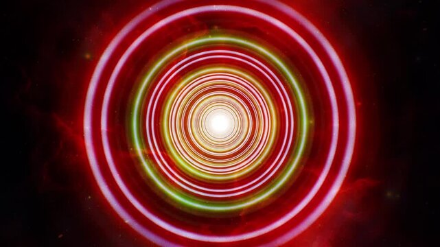 Neon Circles Seamless Tunnel Loop Video for Motion Graphics