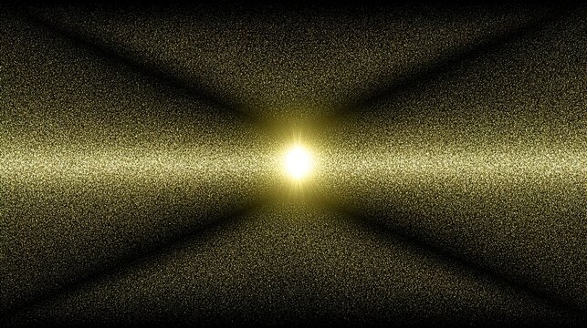 A bright light shines in a dark background with yellow rays