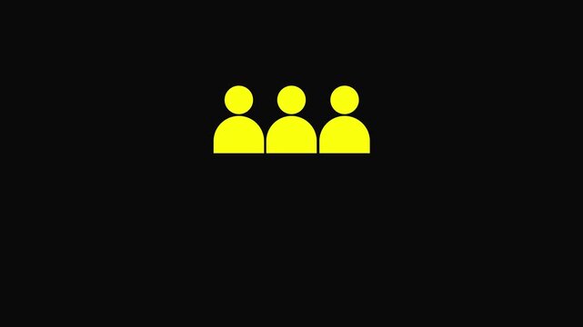3 contact icon with man icon animation on a black background.4k