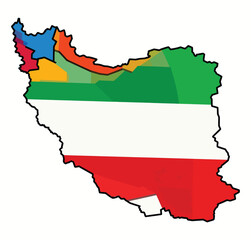 Fototapeta premium Iran Map Vector Illustration, Detailed Political Map of Iran Country with Regions