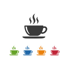Obraz premium mug with steam icons set in different colors Vector set icon in different colors on a white background