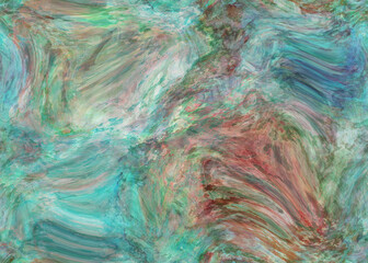 Obraz premium Abstract turquoise coral marble texture background. Fluid paint swirl pattern. Seamless artistic stone design