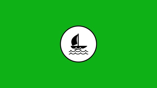 Simple animated sailboat icon on green background with subtle motion.
