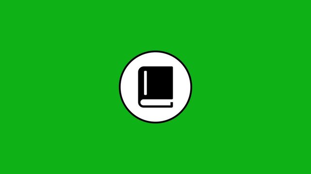 Minimalist book icon animation on green screen background for education and learning clips.