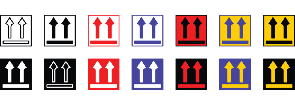 This Way Up banner web icon line outline color vector illustration