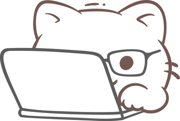 Cute Cat Using Laptop © mchlabs