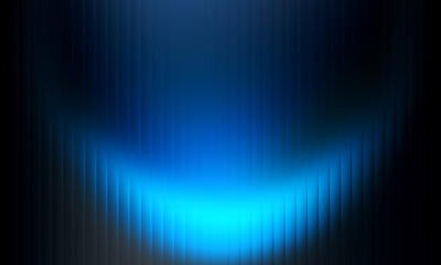 Fototapeta premium Abstract blue glowing light on dark vertical lined background.