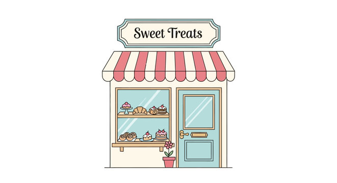 Colorful illustration of a bakery storefront.