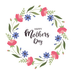 Flower wreath for Mother's Day. Vector design isolated on white background. © nafanya241