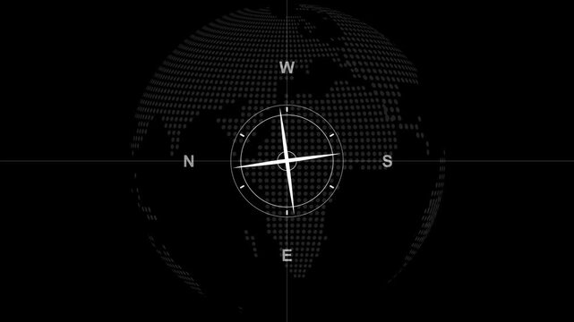 Compass icon animated.direction illustration video animation.gps road navigation silhouette map logo.travel icon.search route compass pin destination location, Motion graphics of compass concept