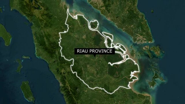 3D animated map of Riau province in Indonesia