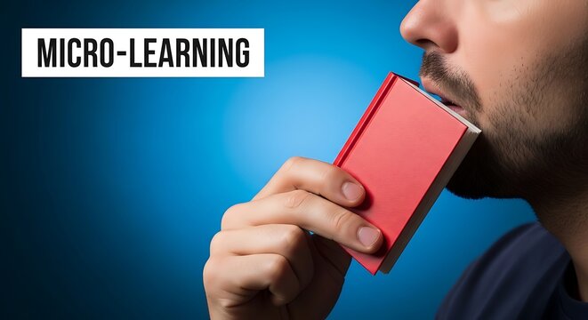 Micro Learning Concept With Man Holding Small Book
