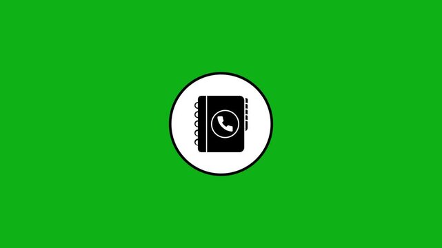 Animated phone icon in circle on green screen background, communication symbol motion.