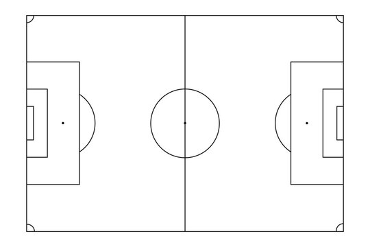Tactical soccer field plan. Sport pitch playbook and line strategy. Soccer field layout top view isolated on transparent background. Football pitch line diagram, vector