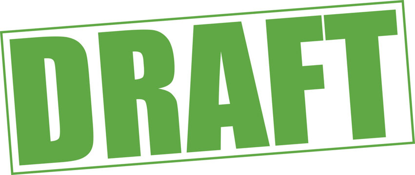 Vector draft rubber stamp style text graphic, work in progress status, white background