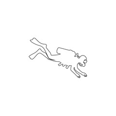 Fototapeta premium scuba diver outline swimming underwater
