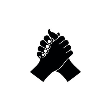 Two hands clasped together in a strong grip.