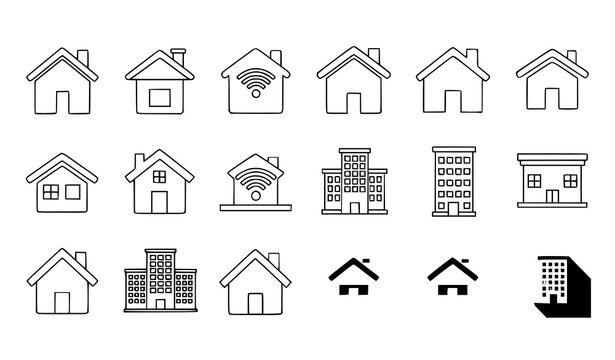 Home Icons Set for Web and Mobile Apps &ndash; House Symbol Vector Collection