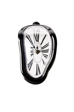 Melting clock on white background	