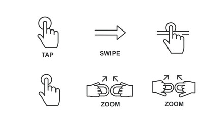 Fototapeta premium Hand gestures for touchscreen actions.