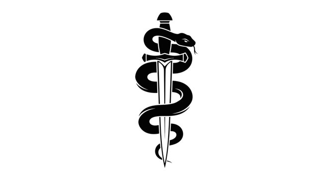 The medical symbol features a sword wrapped by two snakes, representing health and medicine, with a distinctive emblem.