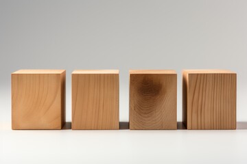 Four wooden cubes arranged in a row, providing a customizable blank space