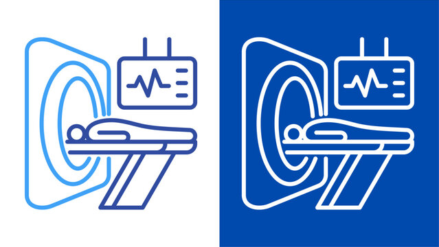 MRI and CT Scanner Medical Diagnostic Imaging Line Art Icons