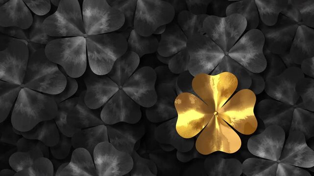 Happy Saint Patrick's Day golden shiny clover leaf