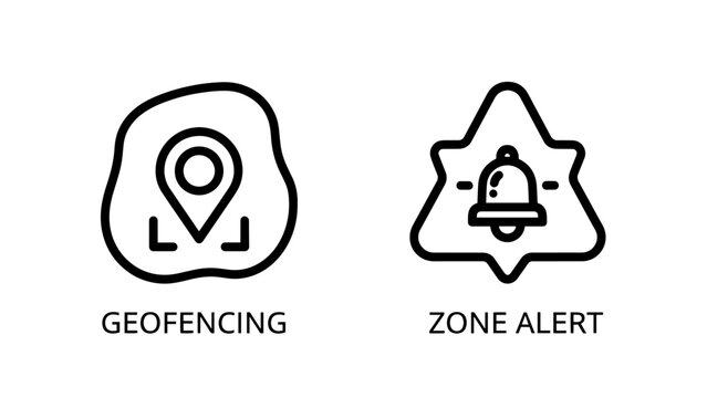 Geofencing location tracking and zone alert icons