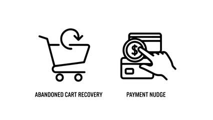 Abandoned cart and payment nudge icons © Raisul54
