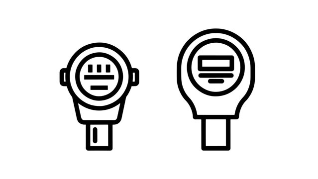 Industrial gauges icons, pressure meter and dial indicator symbols
