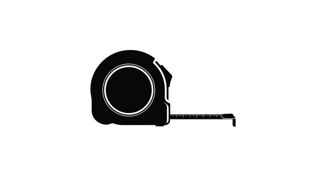 Silhouette of a black object with a protruding handle and circular cutout silhouette