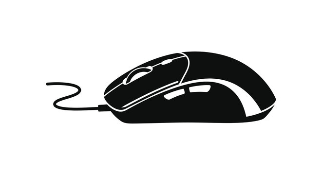 Silhouette of a computer mouse on a white background