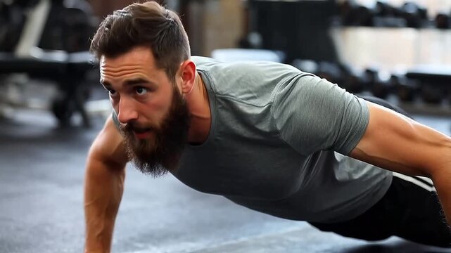Man doing pushup in gym