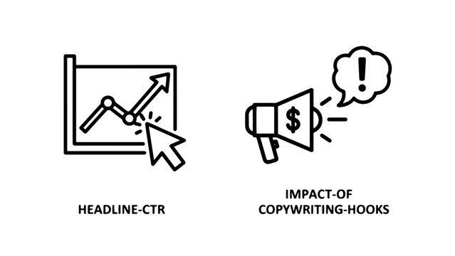 Headline ctr and copywriting hooks impact digital marketing icons