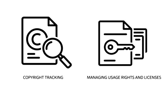 Copyright tracking and digital rights management icon set