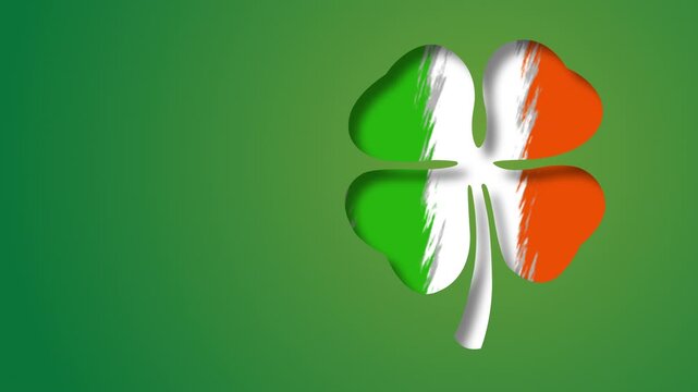Irish flag in four-leaf clover, Saint Patrick's Day concept