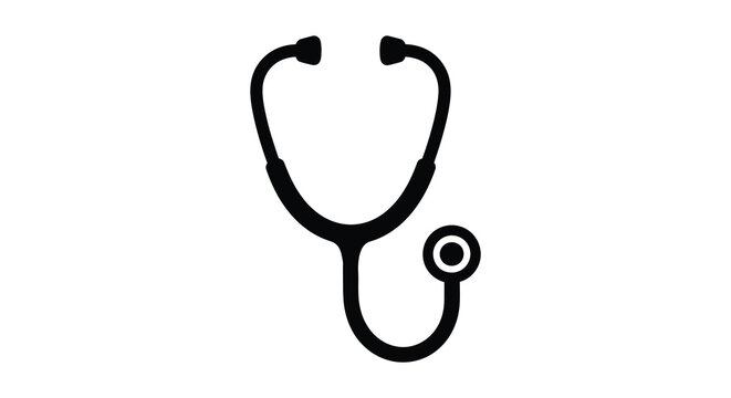 Stethoscope silhouette medical tool for doctor diagnosis and patient health checkup