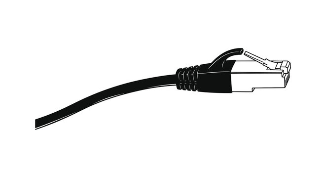 Ethernet cable connector silhouette close up view