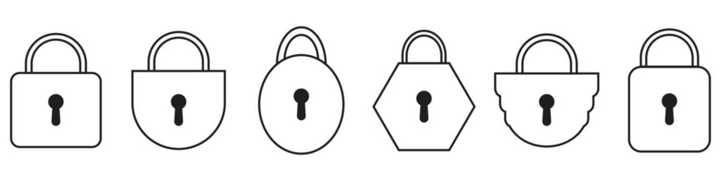 Lock icon logo in stoke lines collection. Padlock icon vector illustration. 