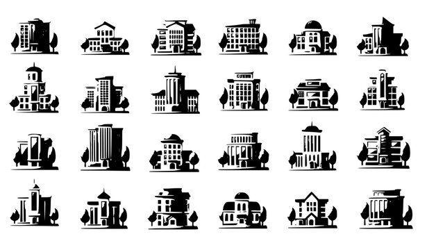 Cartoon Store Building Set &ndash; Mini Shop Icons Vector Collection
