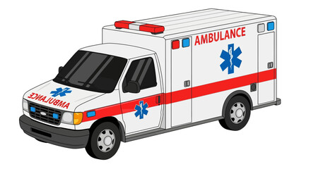 Fototapeta premium Emergency responders rush to accident scene with ambulance vehicle on road
