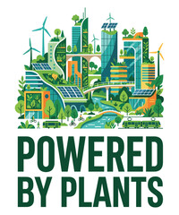 Obraz premium Sustainable futuristic city powered by renewable plant energy illustration