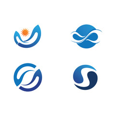 Fototapeta premium Isolated round shape logo. Blue color logotype. Flowing water image. Sea, ocean, river surface.