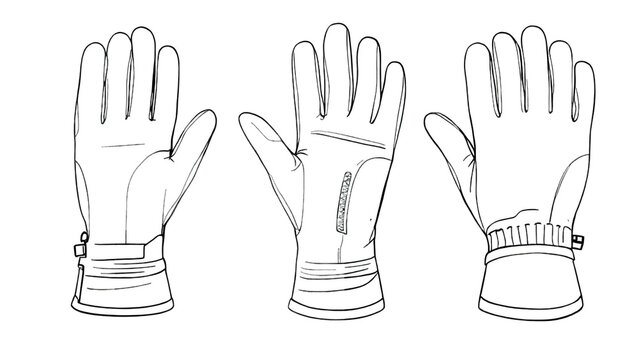 line drawing of three gloves