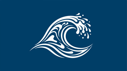 Naklejka premium Elegant wave design on a deep blue background, artistic water splash.