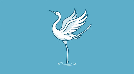 Fototapeta premium Elegant white crane gracefully balancing on one leg in water.