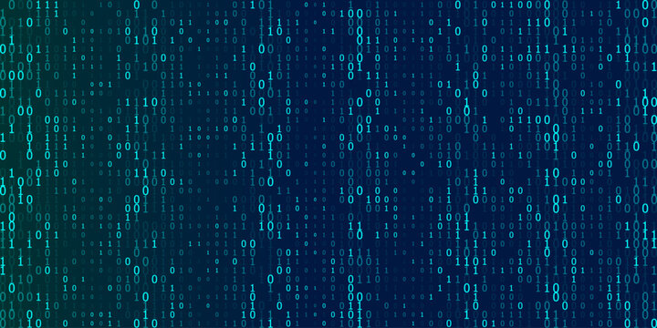A stream of binary matrix code on the screen. numbers of the computer matrix. The concept of coding, hacker or mining of crypto-currency bitcoin. Vector illustration.