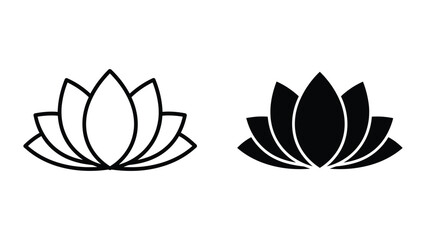 Obraz premium Contrast between outline and filled lotus flower symbols in black and white
