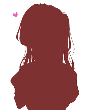 恋する可愛い女性　シルエット